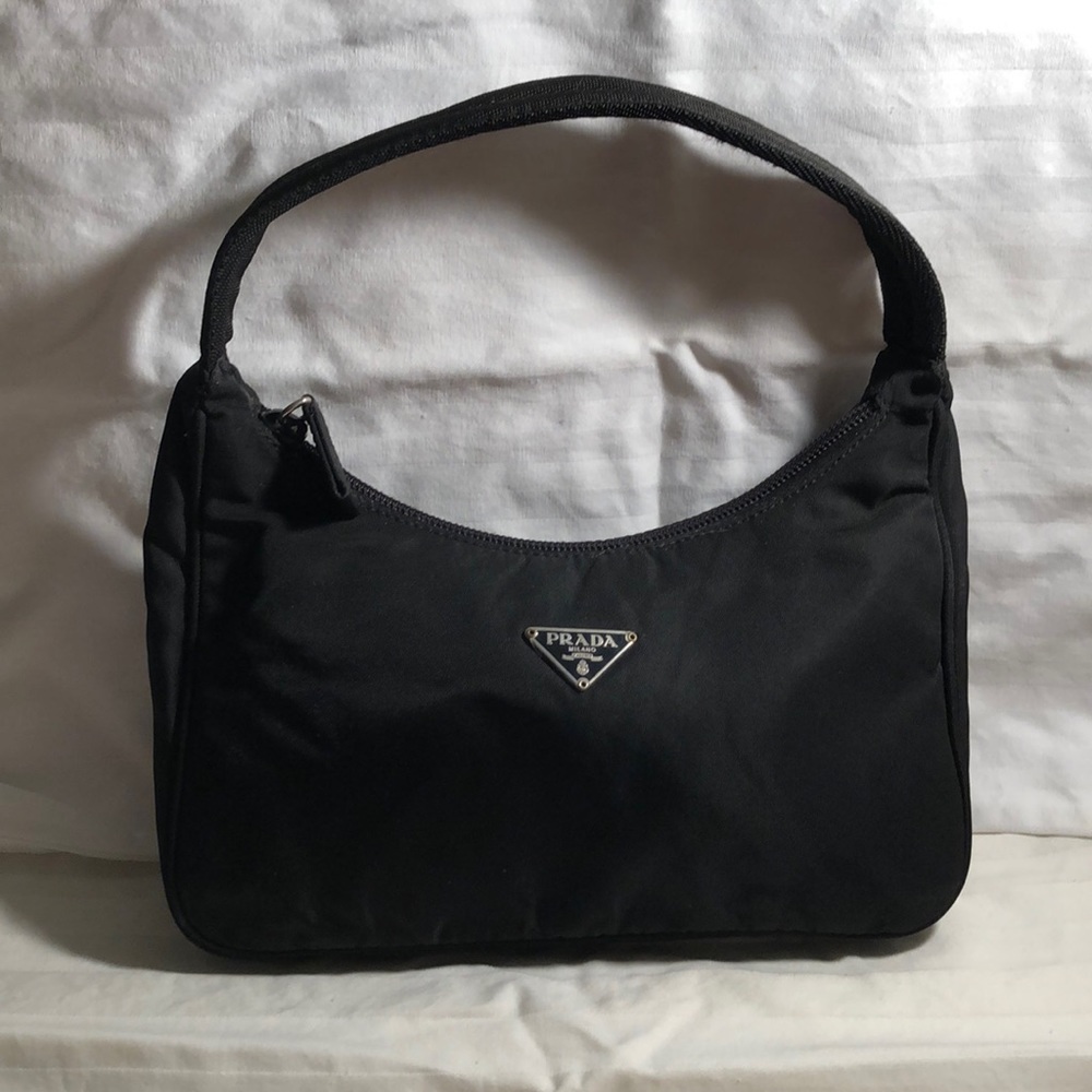 Prada black nylon hand bag
